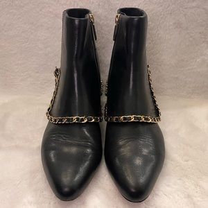 Karl Lagerfeld Cassie Woven Chain Boot Black Leather